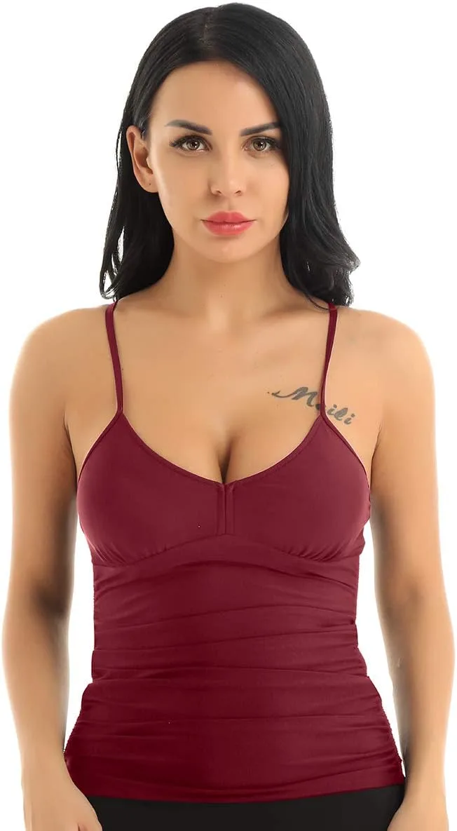 

Женский топ для купальника YiZYiF в ретро-стиле с рюшами и мягкими чашками