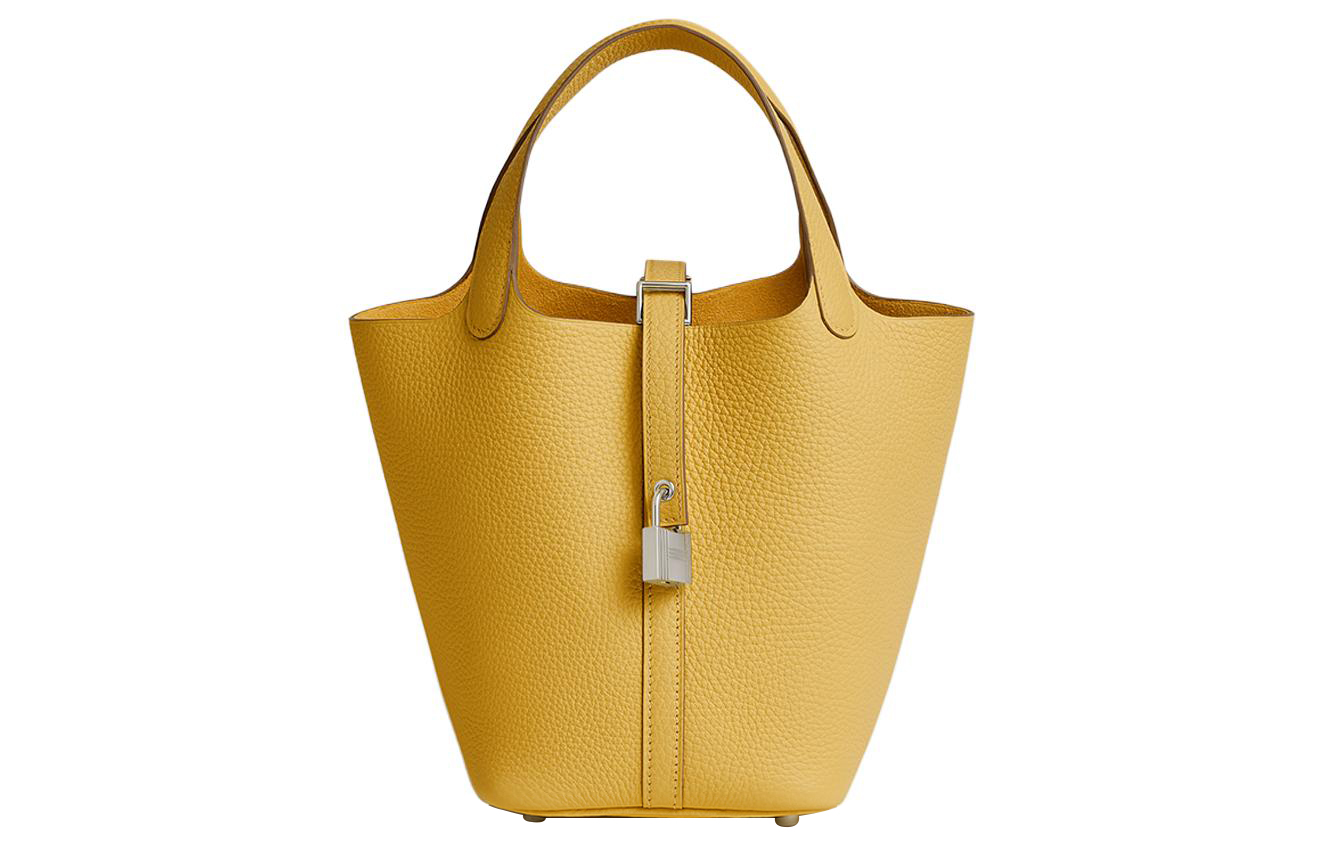 

Пикотин из кожи Clemence Bullock корзинка сумка ведро женская Sunshine Gold HERMES