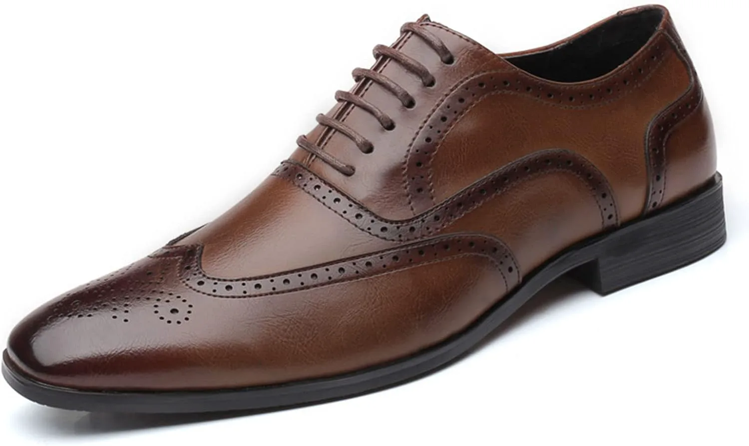 

Мужская туфли Оксфорд Шнуровка Броги Формал Дерби Классическая свадебная обувь KYOESCAI, коричневый