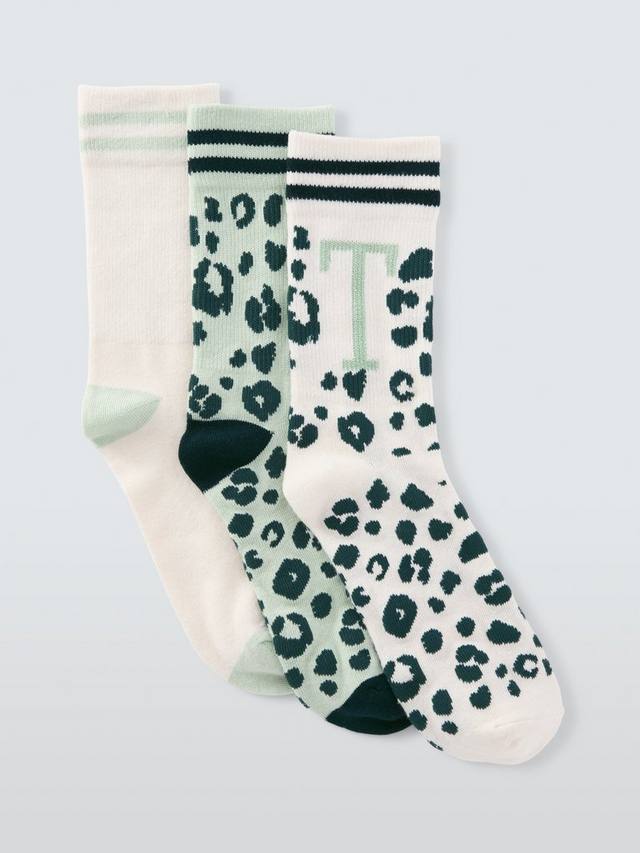 

Носки до щиколотки с принтом звериного алфавита John Lewis, T, Pack of 3, Green