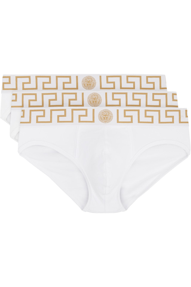 

Три белых трусов-грека с каймой Versace Underwear, белый