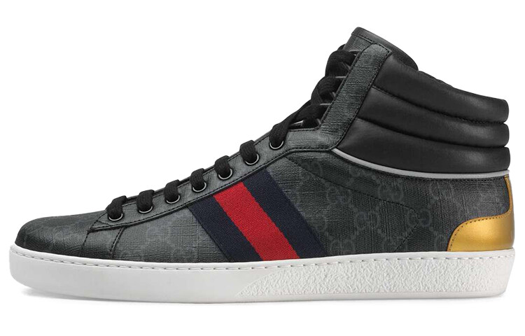 

Кроссовки GUCCI Ace Gg High Top Black, Серый, Кроссовки GUCCI Ace Gg High Top Black