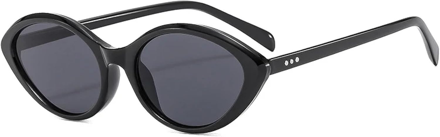 

Модные маленькие солнцезащитные очки «кошачий глаз» для женщин, модные солнцезащитные очки с градиентным покрытием UV400, винтажные очки с заклепками для мужчин HHZZYVY, Black Gray