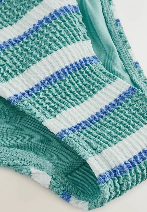Стандартный купальник-бандо со сборками и контролем живота Next, Aqua Blue White Crinkle Stripe — фото 2
