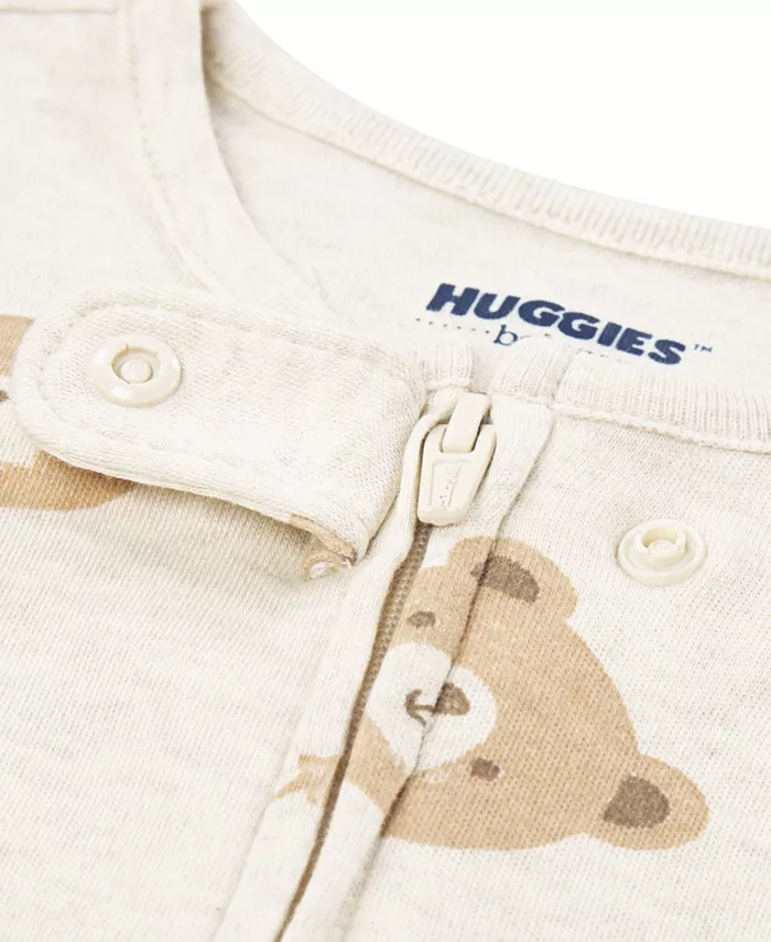 Детский комбинезон с принтом для мальчиков с закрытыми ножками Huggies, загар/бежевый — фото 4