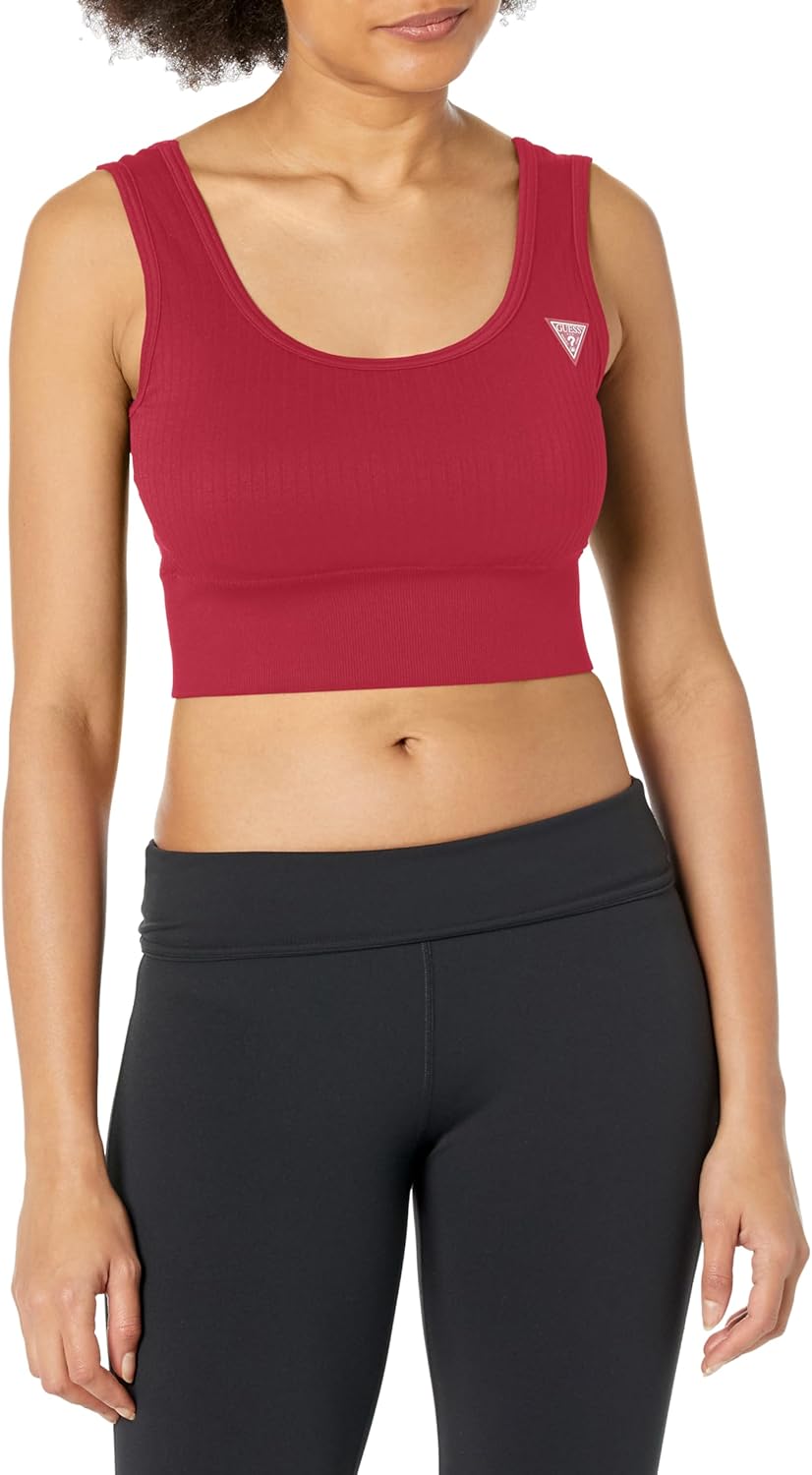 

Женский бюстгальтер GUESS для активного отдыха с отделкой в ​​рубчик и бесшовным лифом, Private Purple