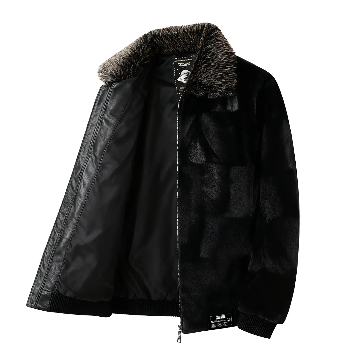 

ZIAREL Вельветовая куртка Unisex Black утепленная с флисовой подкладкой и теплым воротником