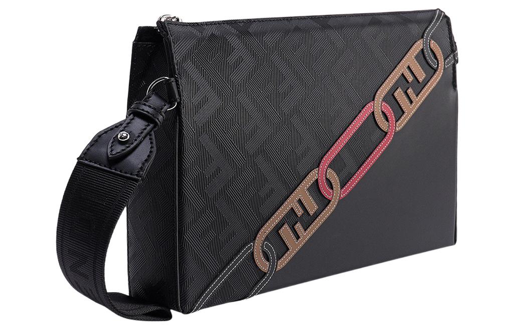 FENDI Кожаная мужская сумка на запястье клатч черная — фото 2