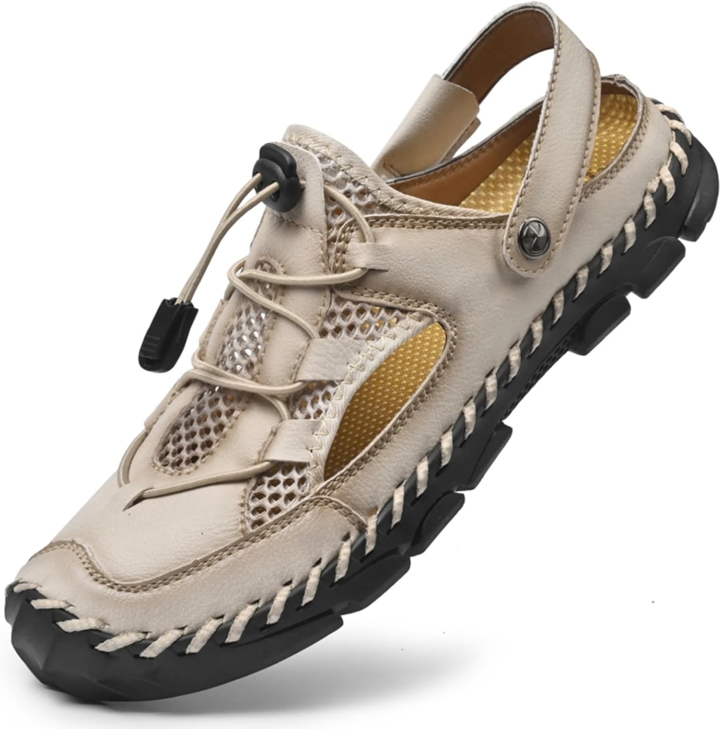 

Мужские водные туфли из кожи и сетки с регулируемыми шнурками - уличная обувь для пляжа, походов, кемпинга, мягкие, легкие повседневные сандалии Yrzhgdl, Sand