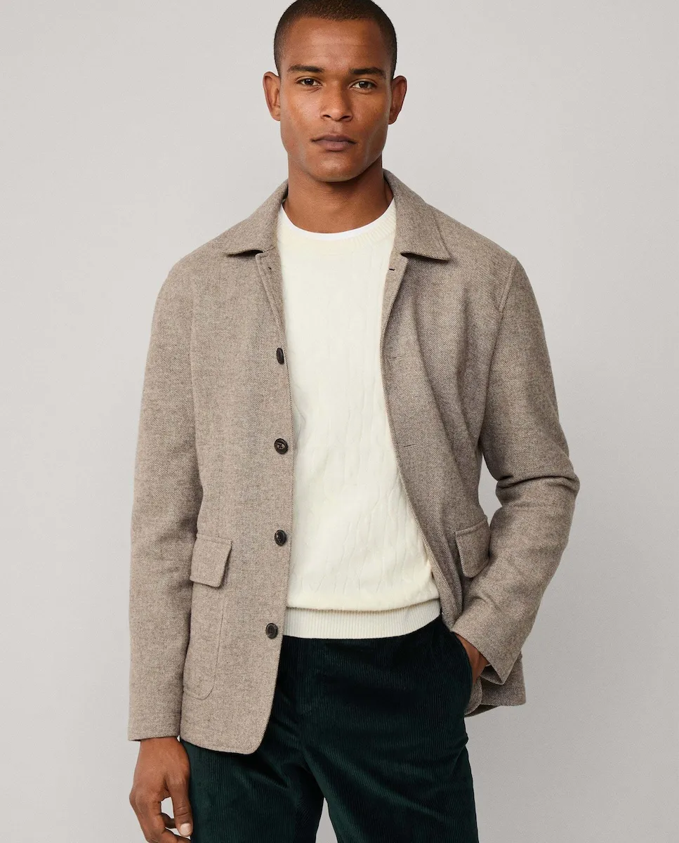 

Мужской пиджак Teba из смешанной шерсти Hackett, бежевый