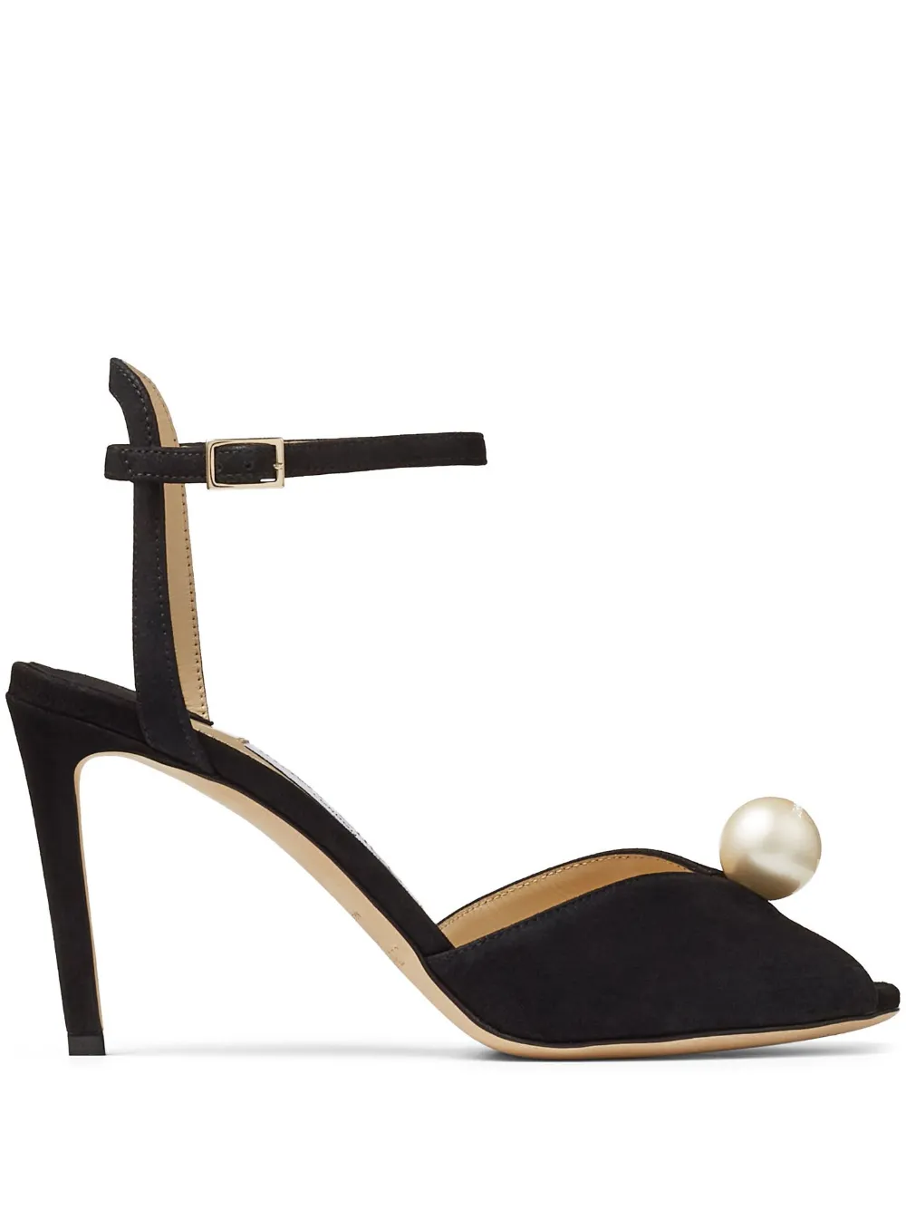 Босоножки Sacora 85 с искусственным жемчугом JIMMY CHOO, черный