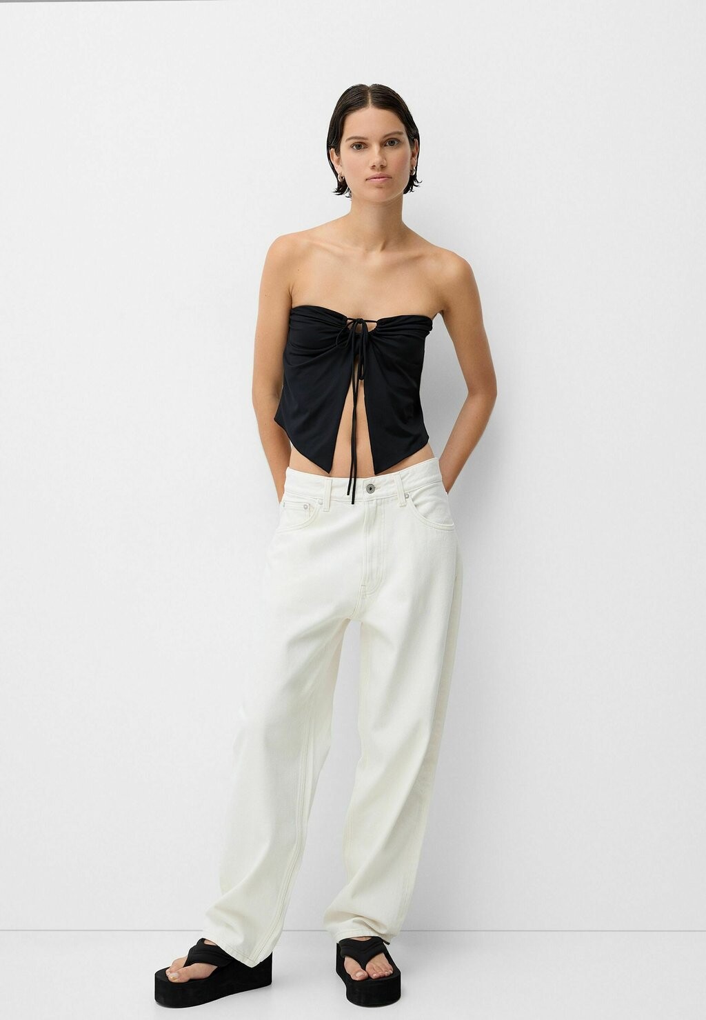 

Топ BANDEAU Bershka, черный деним