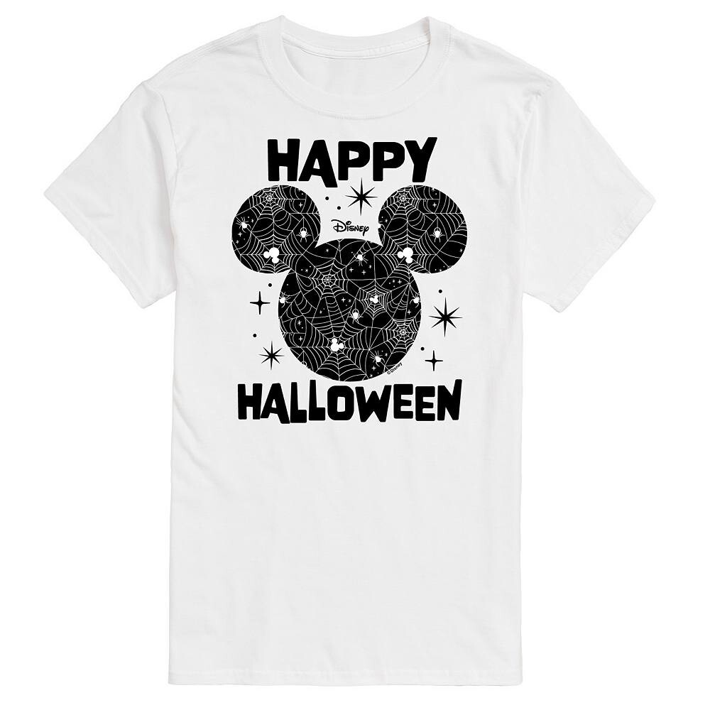 

Мужская футболка Disney's Mickey Mouse с изображением паутины и силуэтом Happy Halloween, белый