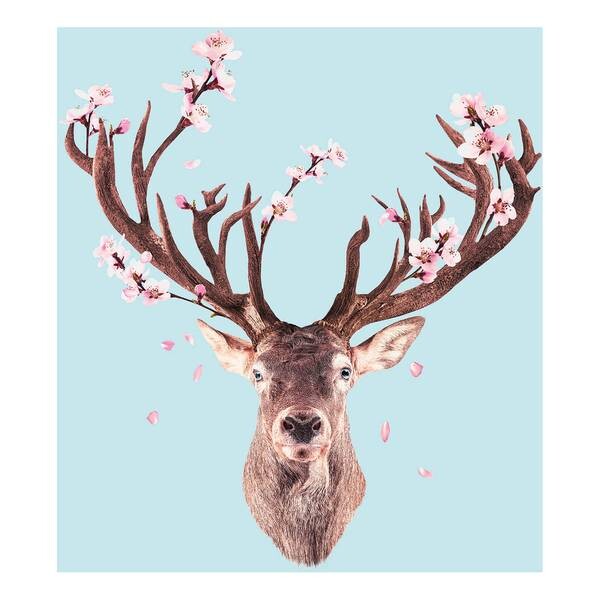 

Картина на холсте A.S. Création Hirsch und Blumen цвет blau/beige