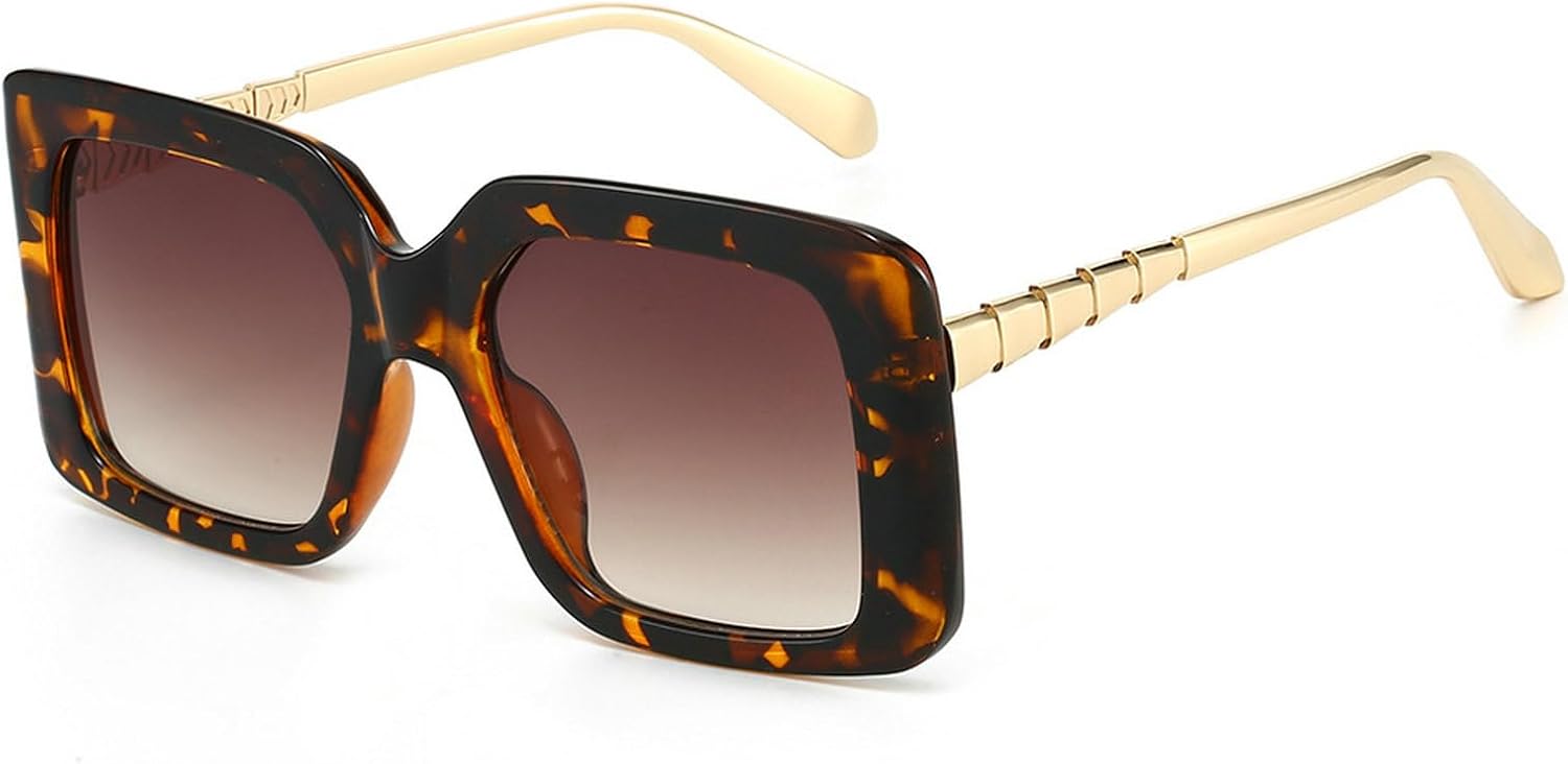 

Квадратные солнцезащитные очки для женщин, солнцезащитные очки с градиентными линзами, винтажная металлическая оправа, современная мода, женские солнцезащитные очки mincl, Leopard Brown