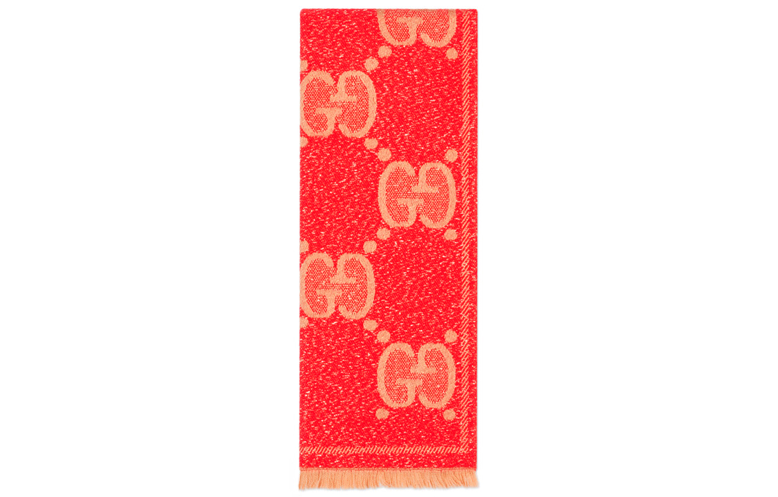 GUCCI Вязаный шарф женский красный и бежевый, Red and Beige — фото 3