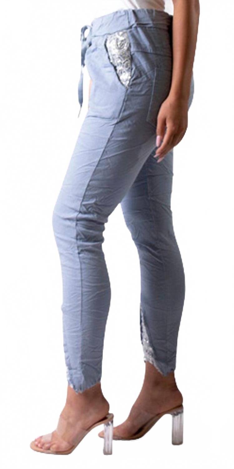 

GIGI MODA Брюки с завязками на талии Ricamo, синие