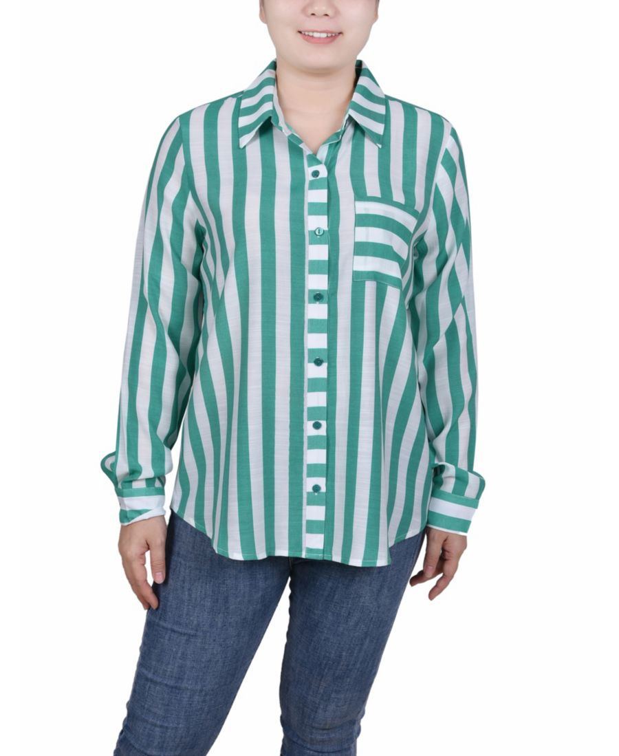 

Женская полосатая блузка с длинными рукавами Missy NY Collection, Emerald White