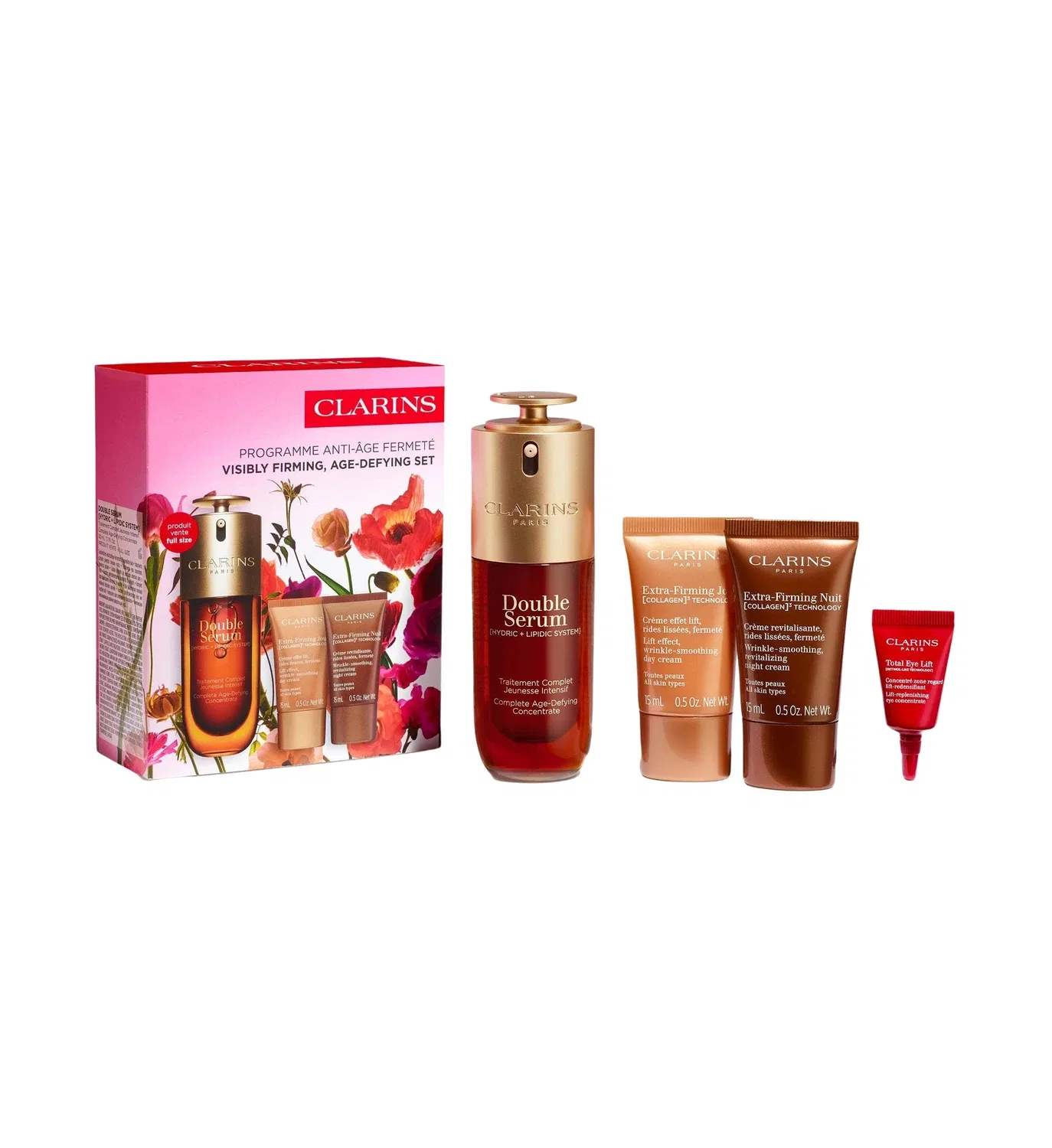 Набор "Двойная сыворотка & Extra-Firming" Clarins, красный