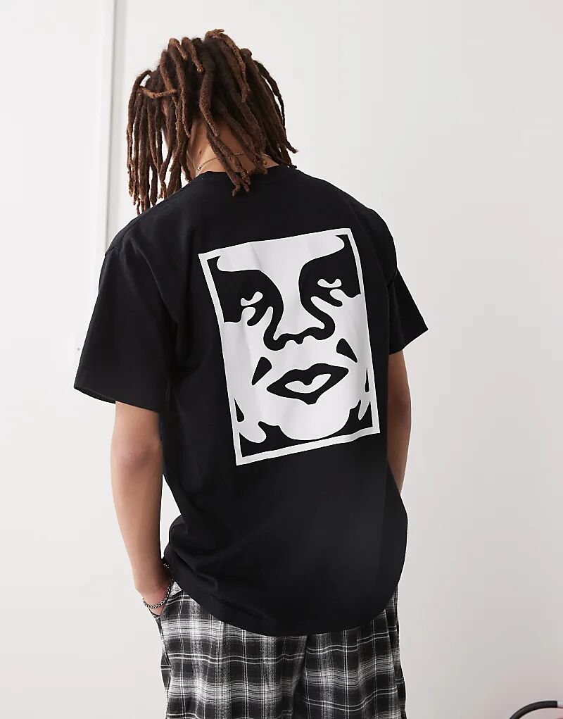 

Obey – Тяжелая черная футболка с привлекающим внимание логотипом бренда