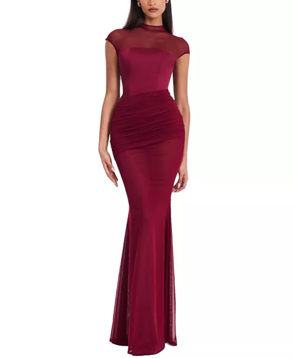 

Платье-Русалка Fabienne из сетчатой ткани с короткими рукавами Miss Circle, красный