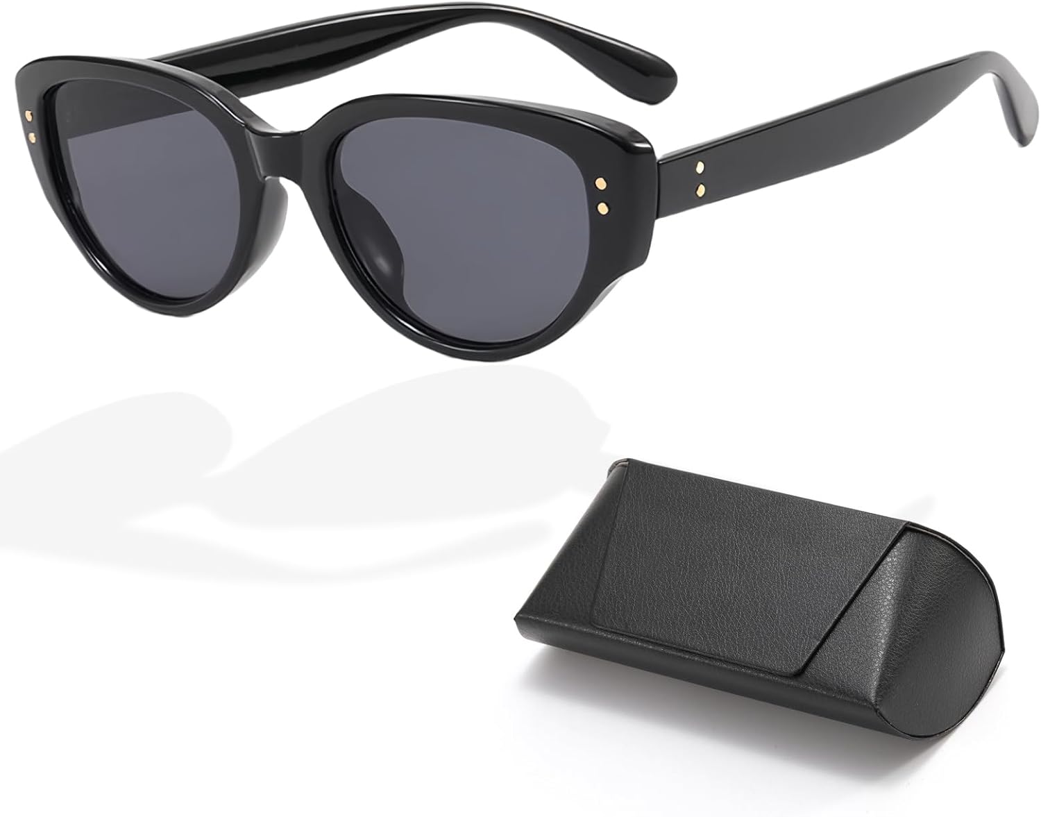 

Солнцезащитные очки Y2K для женщин - винтажные очки «кошачий глаз» с обтекаемой формой, линзы из полимерного материала с защитой от УФ-излучения, унисекс, для активного отдыха MILLEVIBE, Black Gray