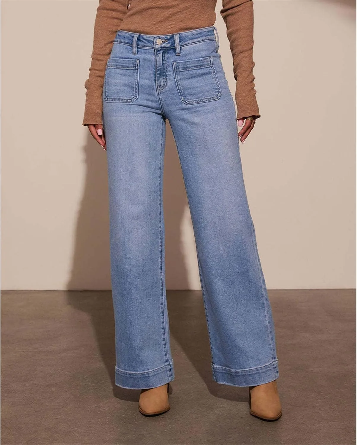 Джинсы женские high waisted bell bottom stretchy denim — фото 2