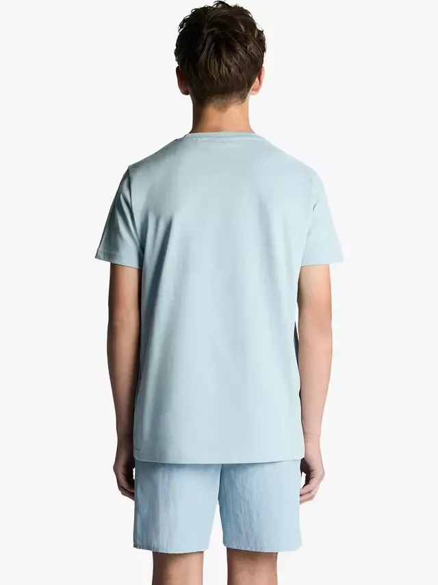 Детская однотонная футболка, опалово-голубая Lyle & Scott — фото 2