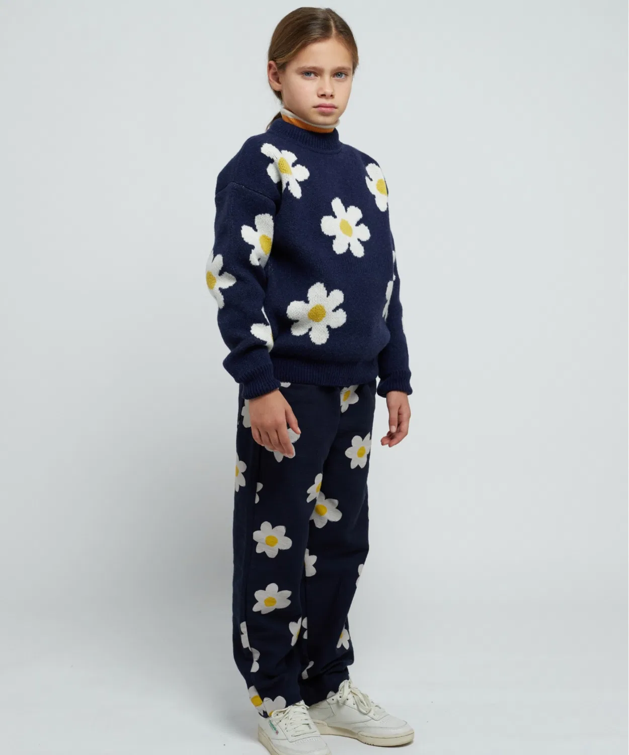 Свитер с жаккардовым узором Big Flower, Bobo Choses, 80% шерсти, тёмно-синий — фото 3