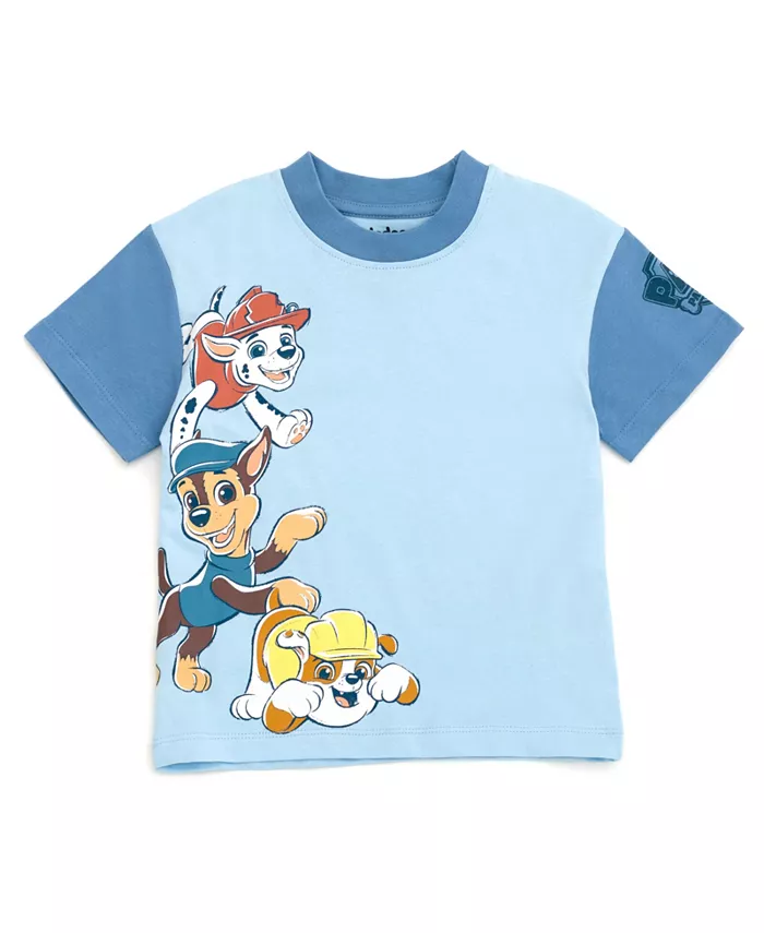 Комплект одежды для мальчиков: футболка и шорты в клетку Toddler Boys Paw Patrol, синий — фото 4