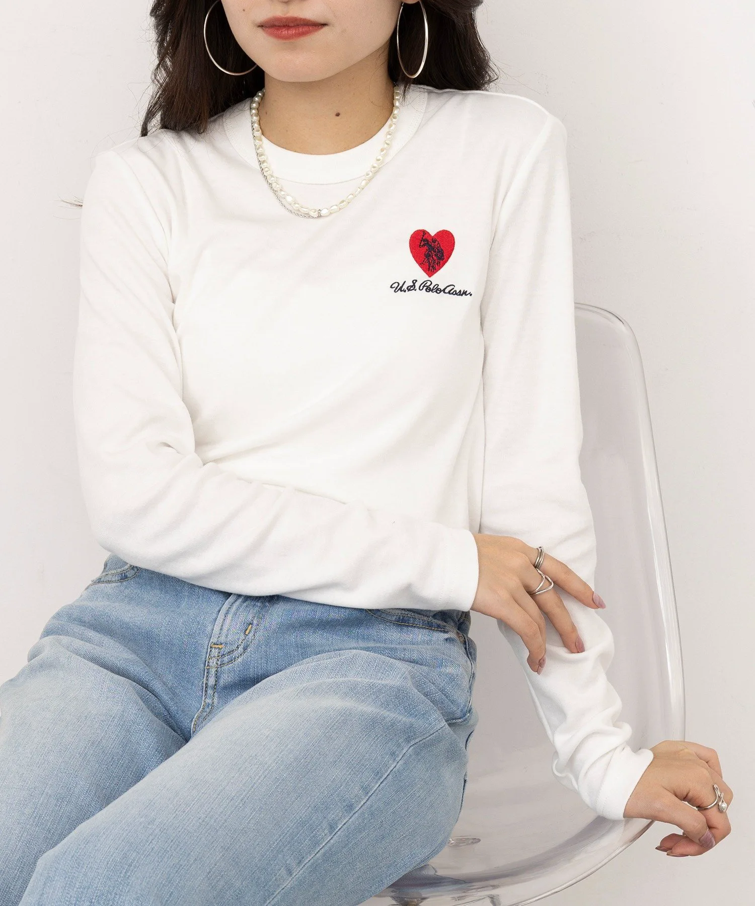 Футболка с длинным рукавом и вышивкой в виде сердца от US POLO ASSN./Beauty Smooth. U.S. Polo Assn., WHT — фото 3