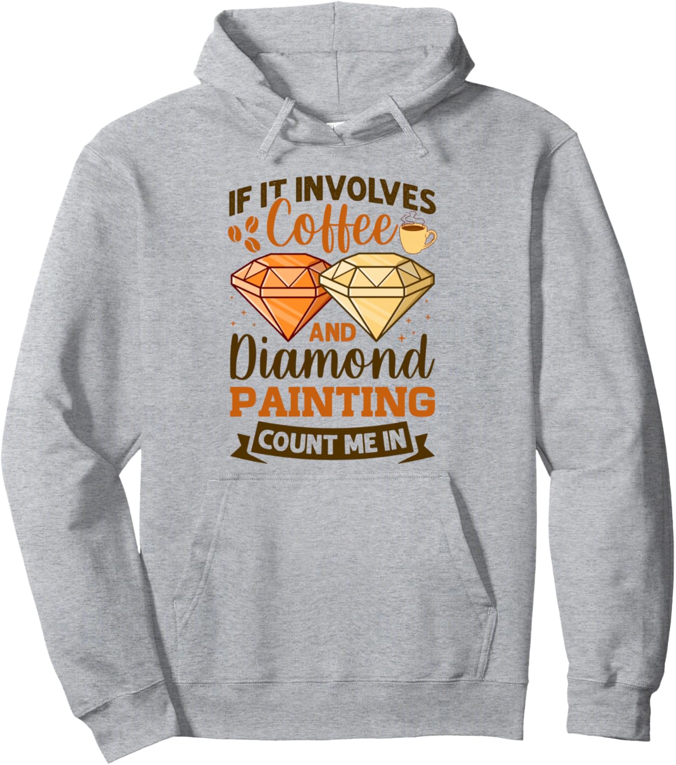 

Худи для любителей кофе и алмазной живописи Diamond Painting Gifts, серый