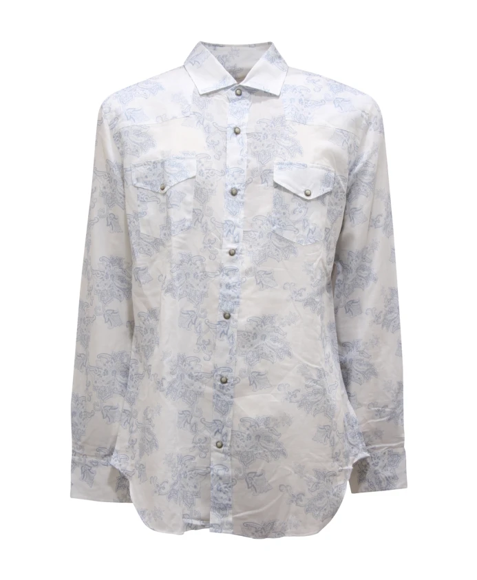 

Рубашка из хлопка и льна Eleventy, синий