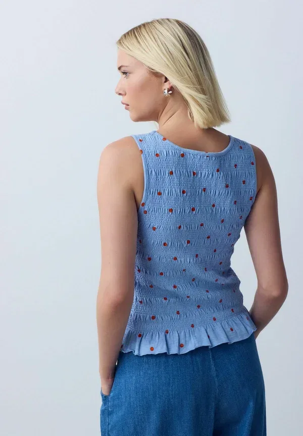 Топ Next, Regular fit shirred scoop neck vest, синий — фото 3