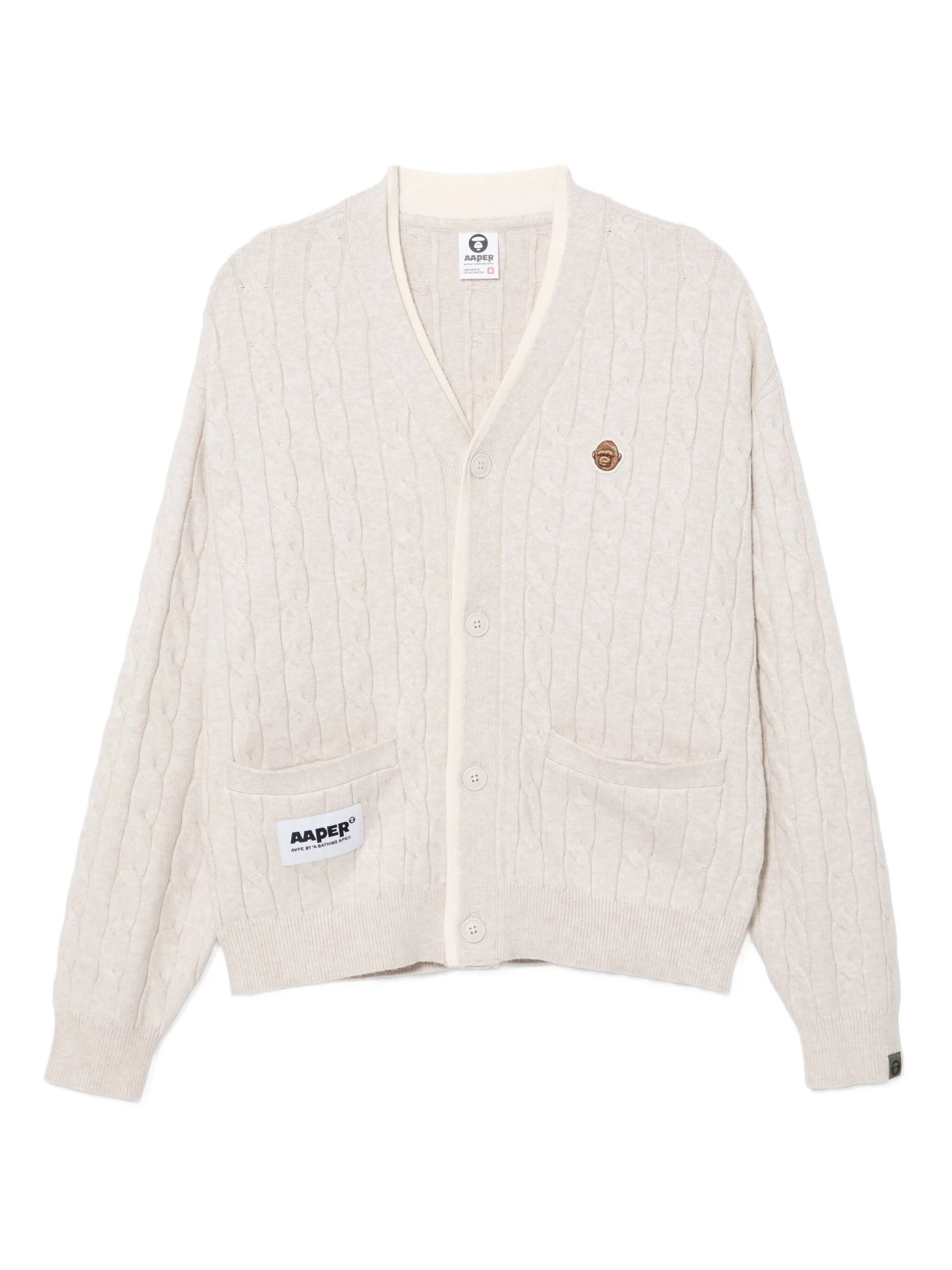 

Кардиган с вышитым логотипом Aape By A Bathing Ape, кремовый