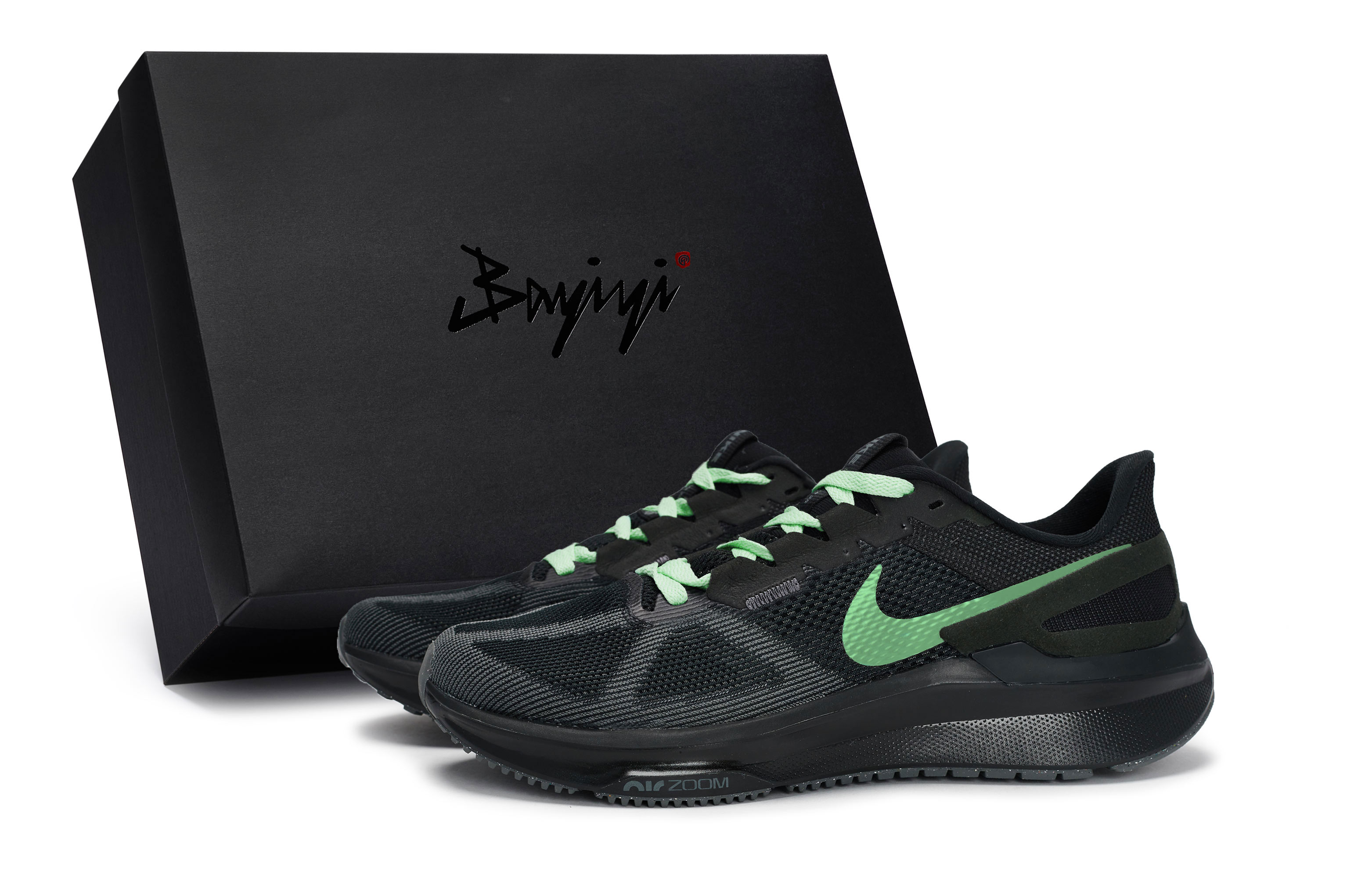 

Nike Кроссовки Zoom Structure 25 с низким верхом, противоскользящие, износостойкие, мужские, черно-зеленые