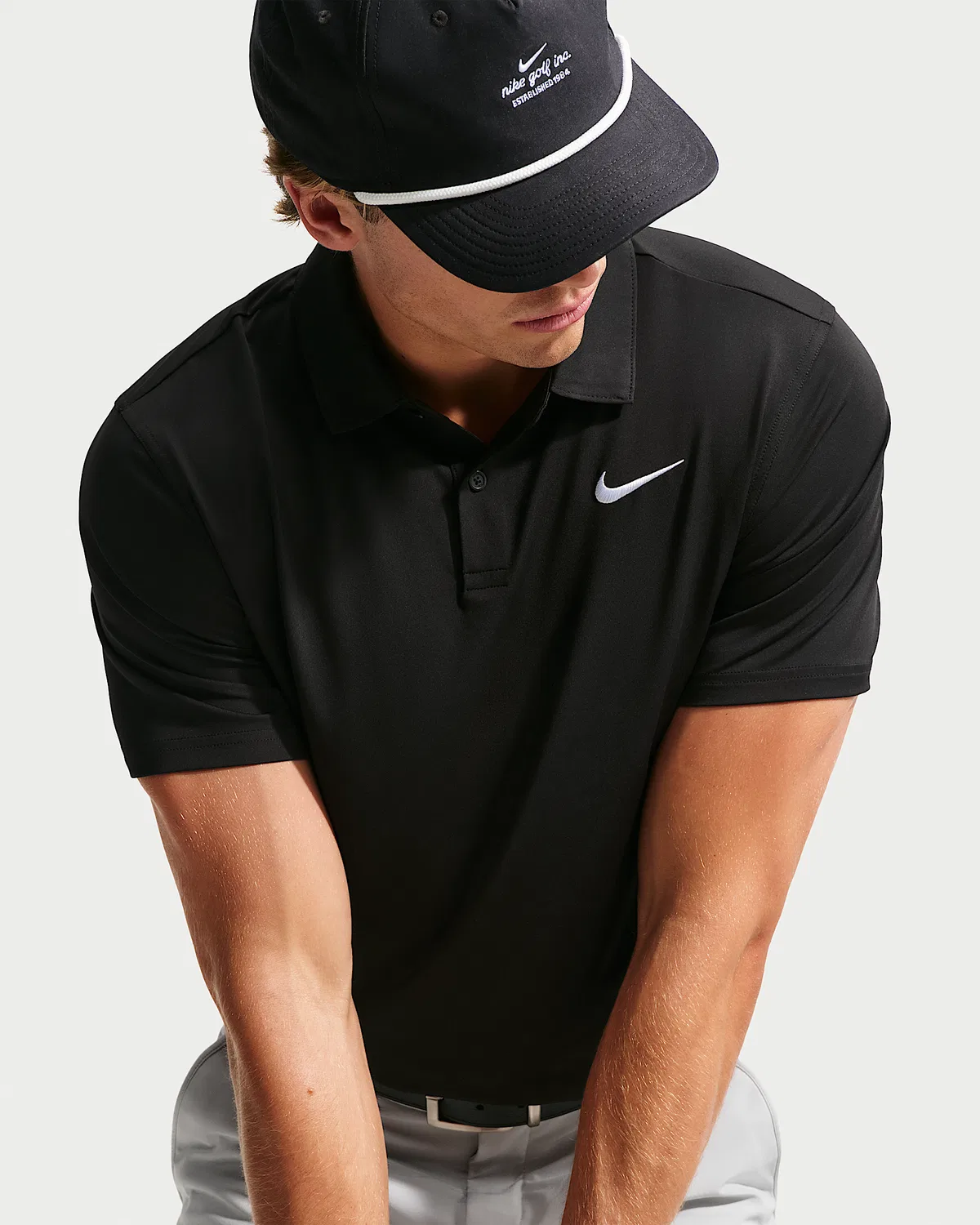 Мужское поло Nike Velocity Dri-FIT Chest Logo Golf, Black/White — фото 3