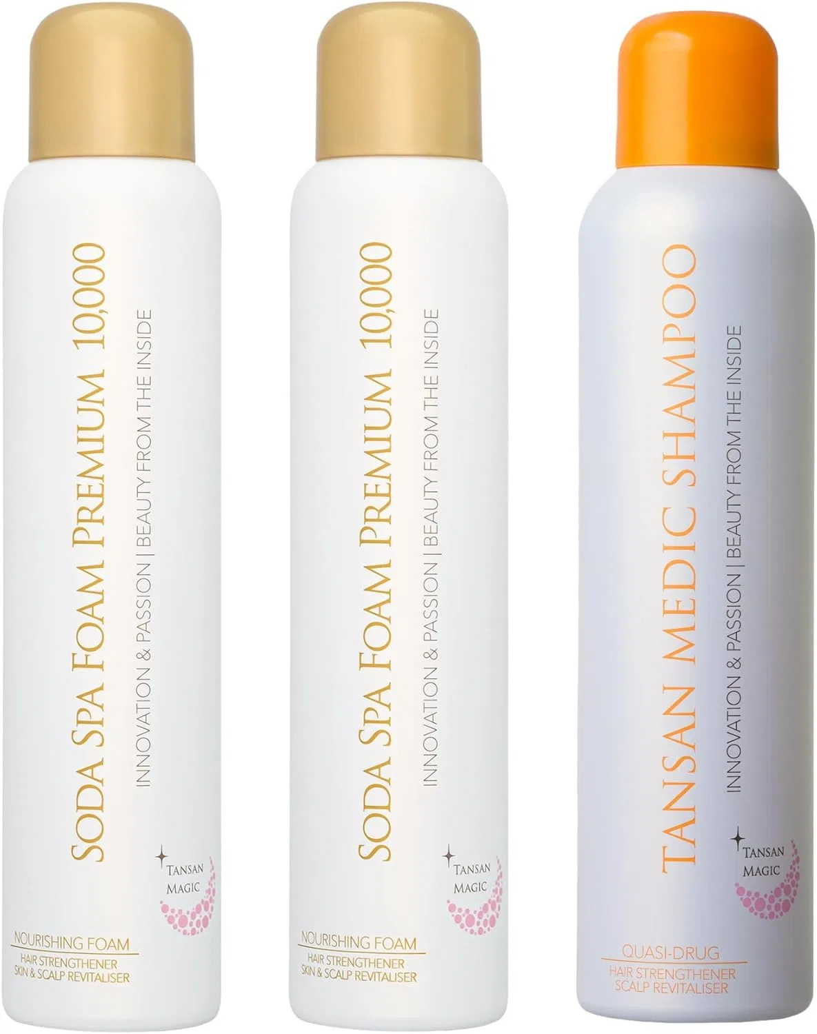 Набор пена для ванны Soda Spa Foam Premium 10000 и лечебный шампунь TANSAN Medic Shampoo Tansan Magic, 2+1, 130 г + 180 г