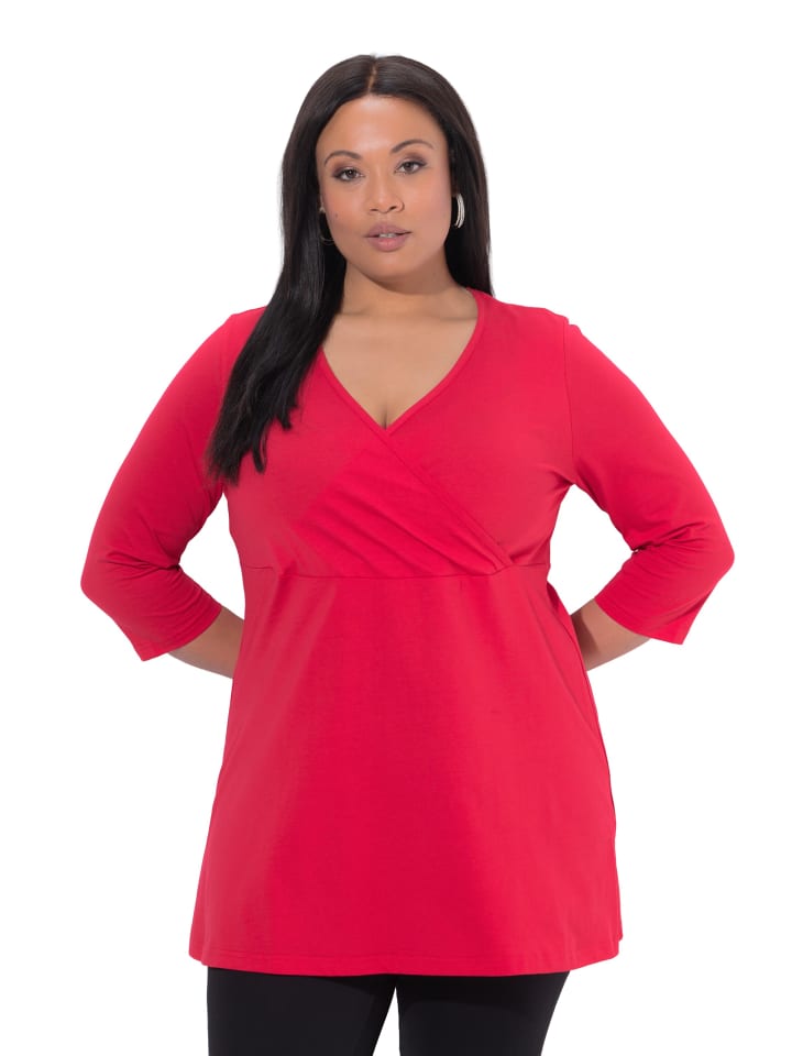 

Ulla Popken Длинная футболка красного цвета, Красный, Ulla Popken Длинная футболка красного цвета