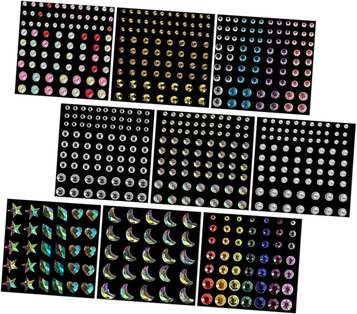 Стикеры для лица Frcolor, 9 листов, блестки