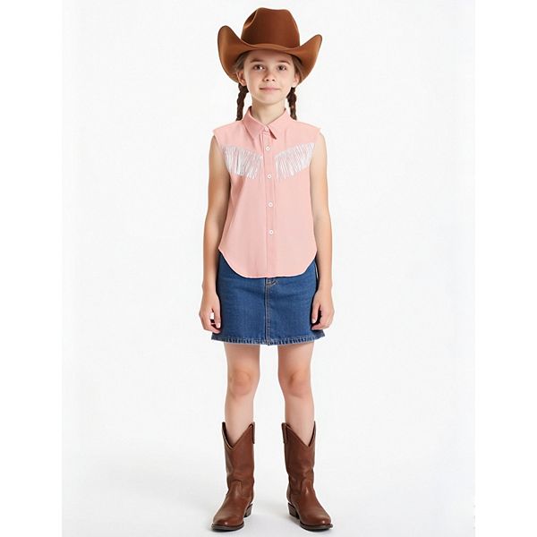

Детская ковбойская блузка без рукавов с бахромой Elitechoice, Pink