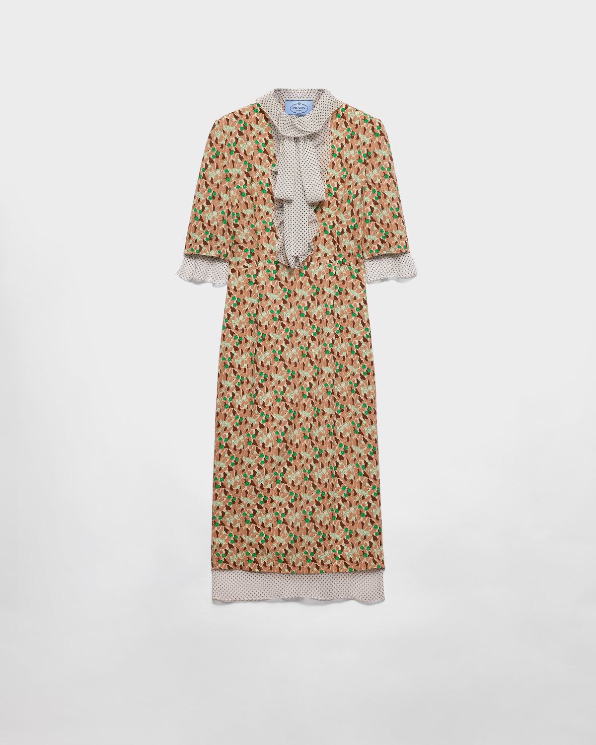 

Платье из принтованного крепа-жоржета Prada, желтый