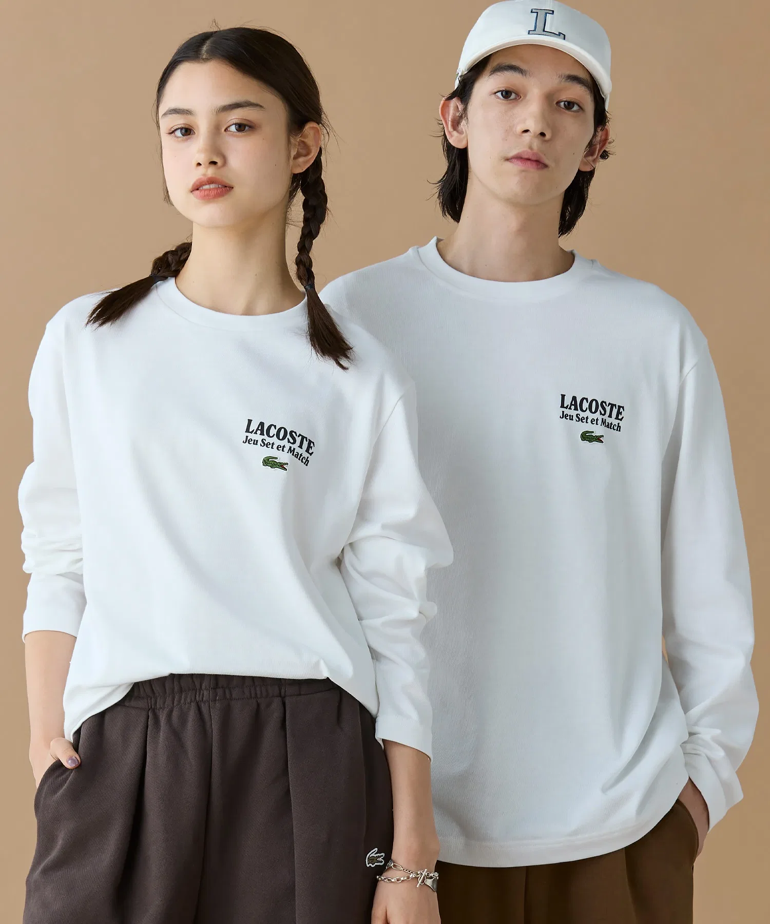 Унисекс футболка с длинным рукавом LACOSTE Jeu Set et Match белая