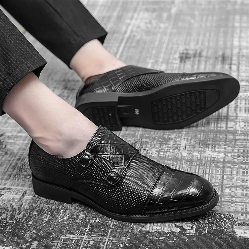Туфли кожаные Monk Strap Loafers Black Abborora — фото 2