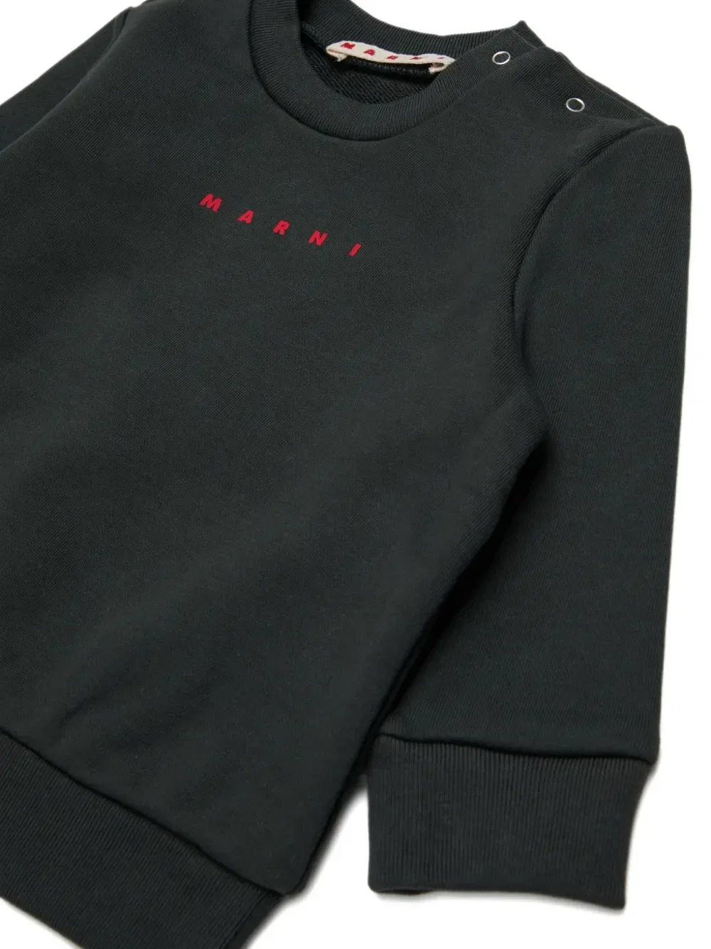 Свитшот с логотипом на пуговицах на плече Marni Kids, черный — фото 3