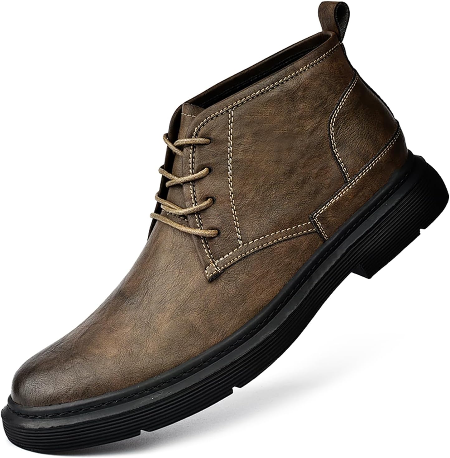 

Мужские кожаные ботинки PTNOKA Chukka на шнуровке, ретро-стиль, повседневные ботинки средней высоты Oxford Derby, модные мотоциклетные ботильоны, коричневый