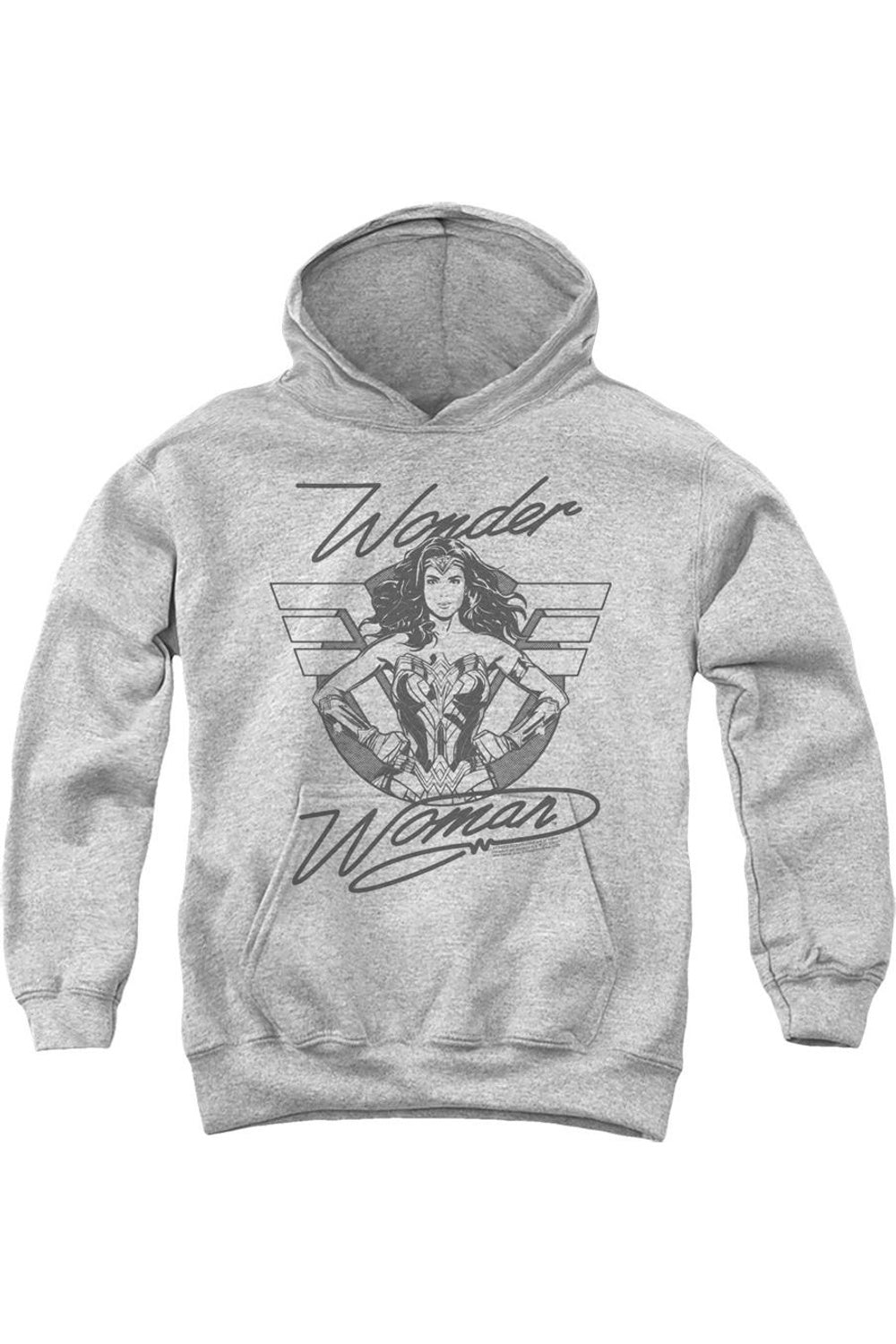 

Толстовка с капюшоном Wonder Woman 84 Determined Wonder Youth Gildan, Athletic Heather