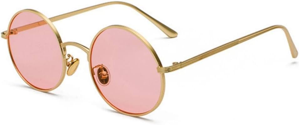 

Солнцезащитные очки 2027 года в золотой круглой металлической оправе, мужские, в стиле ретро, ​​летние, женские, с красными линзами, унисекс, желтые, розовые, черные MTZJH, Gold With Pink