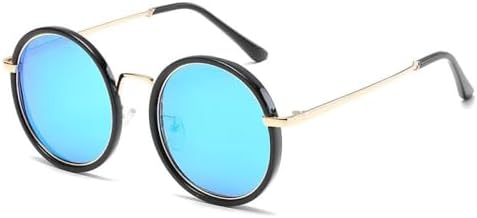 

Поляризованные солнцезащитные очки 2027 года, круглые солнцезащитные очки для женщин, винтажные ретро-моды, стильные солнцезащитные очки в коробке, женские MTZJH, C03 Black Bluemercur