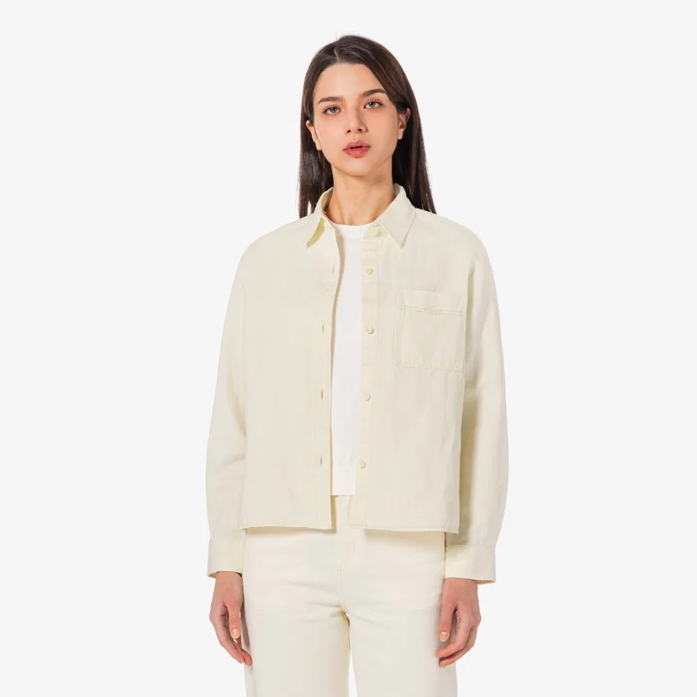 Рубашка-куртка Lacoste из денима, офф-вайт